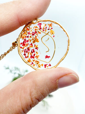 Dry Flower Resin Necklace, Real Flower Necklace Gold, Flower Jewellery Resin, Women FaceNecklace, Pressed Flower Necklace, Cute Jewellery