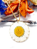 Real white daisy flower necklace for women. Dried flower jewelry pressed in resin. Women's gold necklace accessories. Unique gift for her.